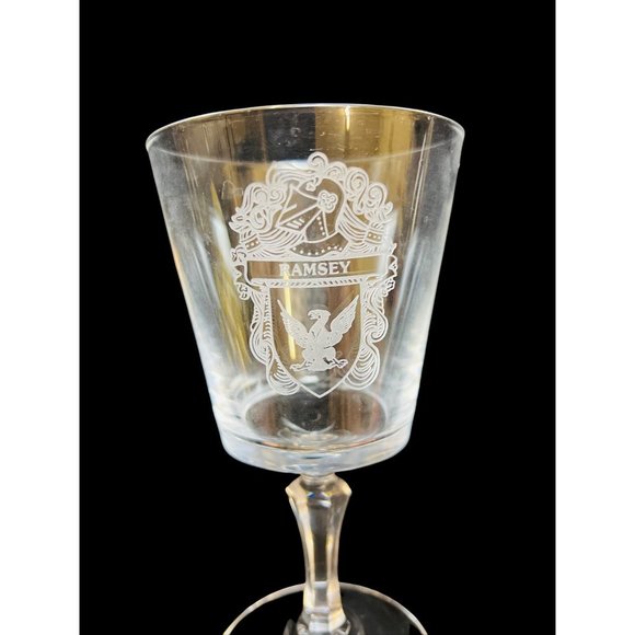 Bleikristall Leaded Crystal Vintage Coat of Arms 6 Ramsey Clan Etched Glasses - Picture 5 of 11